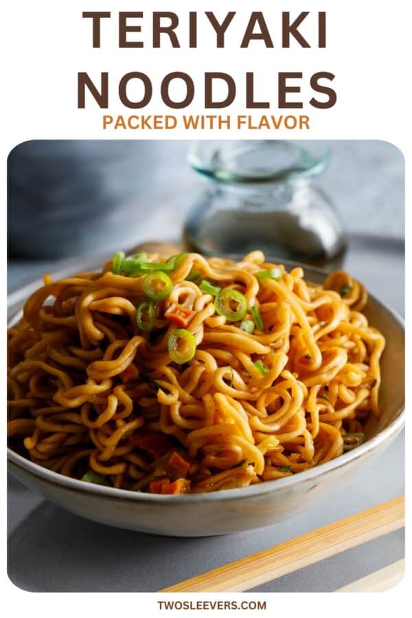 Teriyaki Noodles Pin with text overlay