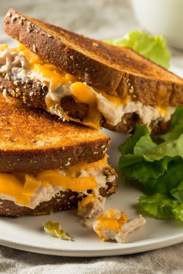 A Tuna Melt stacked on top of another Tuna Melt on a plate