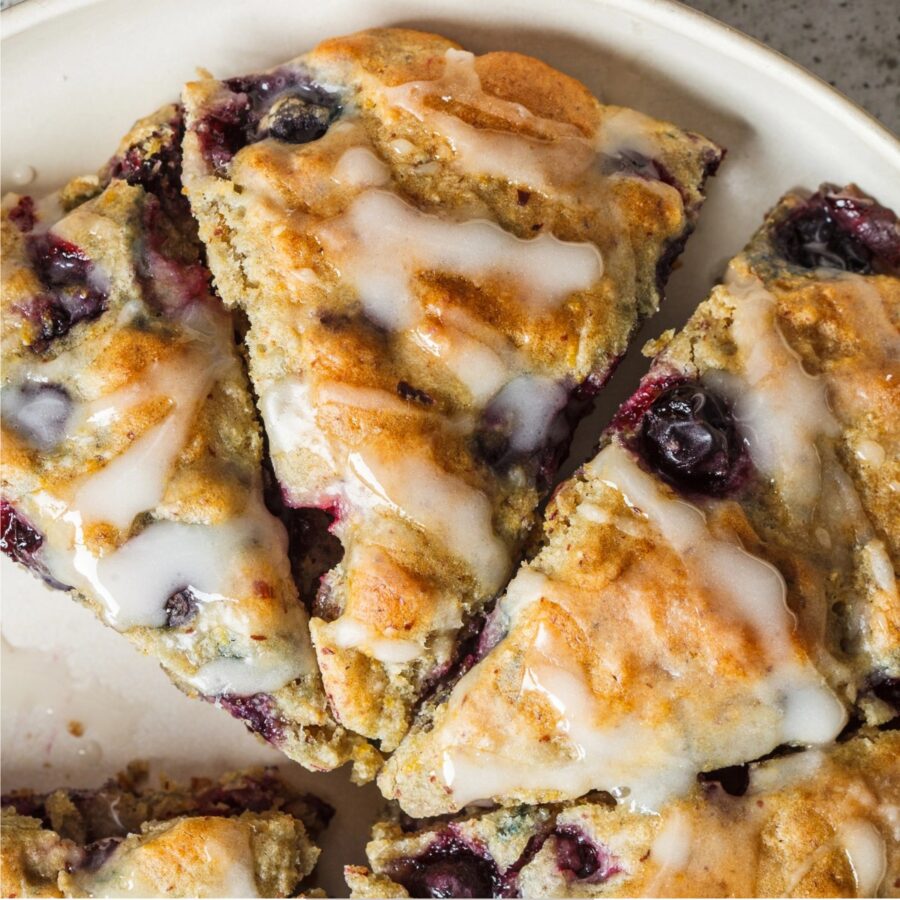 Close up image of blueberry scones