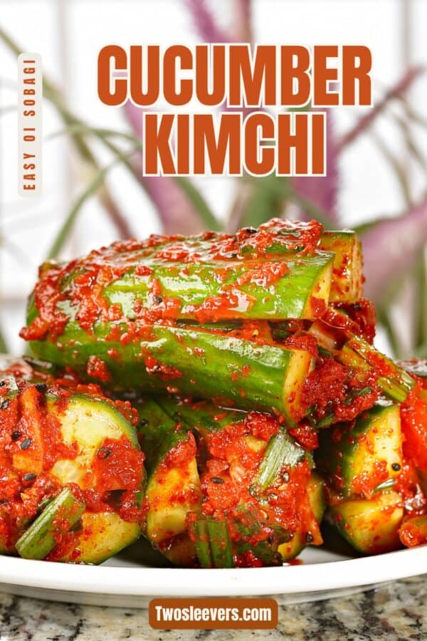 Cucumber Kimchi Pin with text overlay