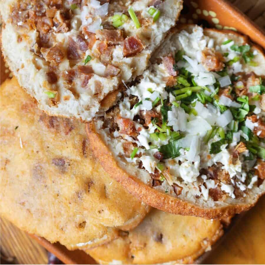 Overhead image of a filled gordita