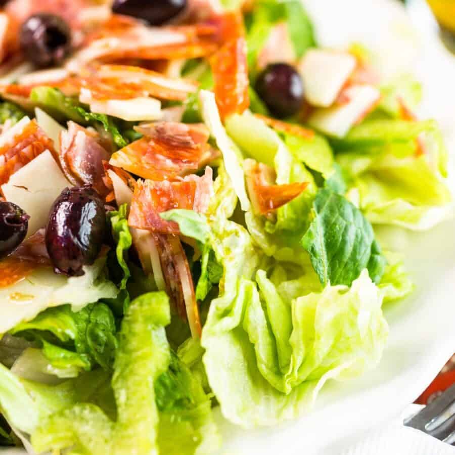 Close up image of an Italian Chopped Salad