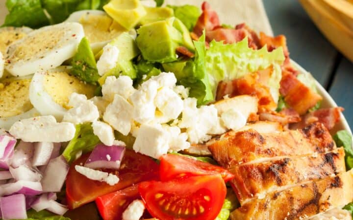 Close up image of a Chicken Cobb Salad