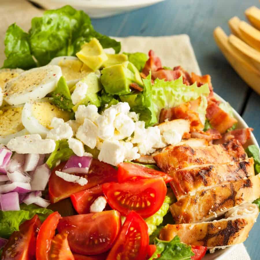 Close up image of a Chicken Cobb Salad