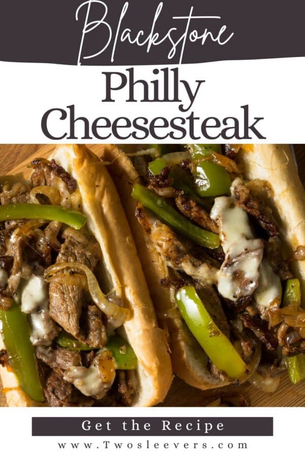 Blackstone Philly Cheesesteak Pin with text overlay
