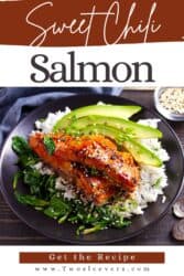 Sweet Chili Salmon Pin with text overlay