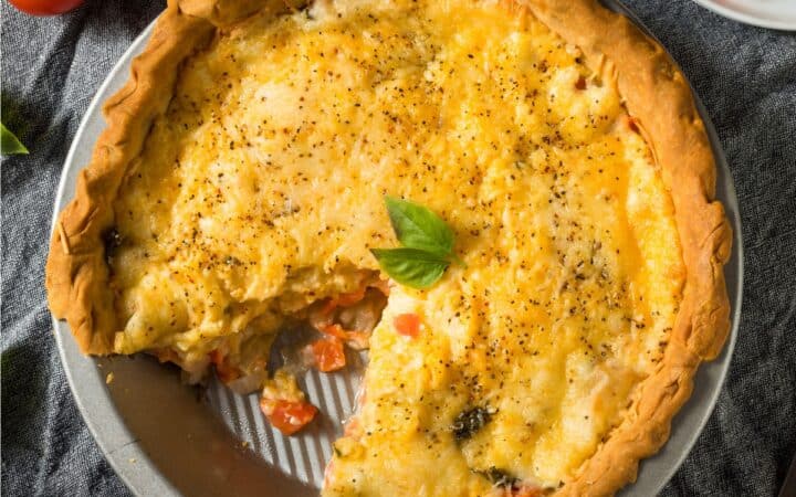 Tomato Pie with a slice cut out of it