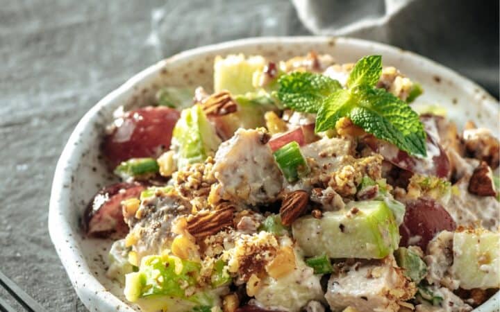 Waldorf Salad in a shallow bowl