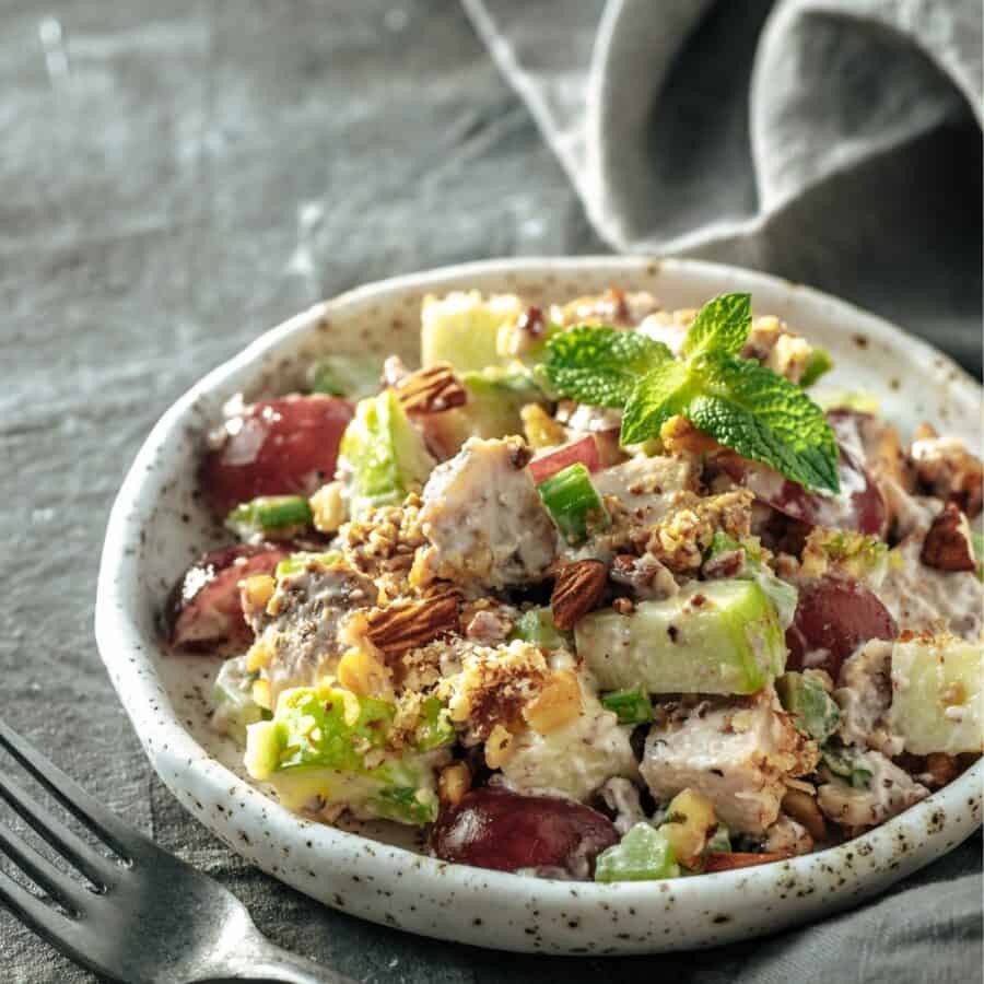 Waldorf Salad in a shallow bowl