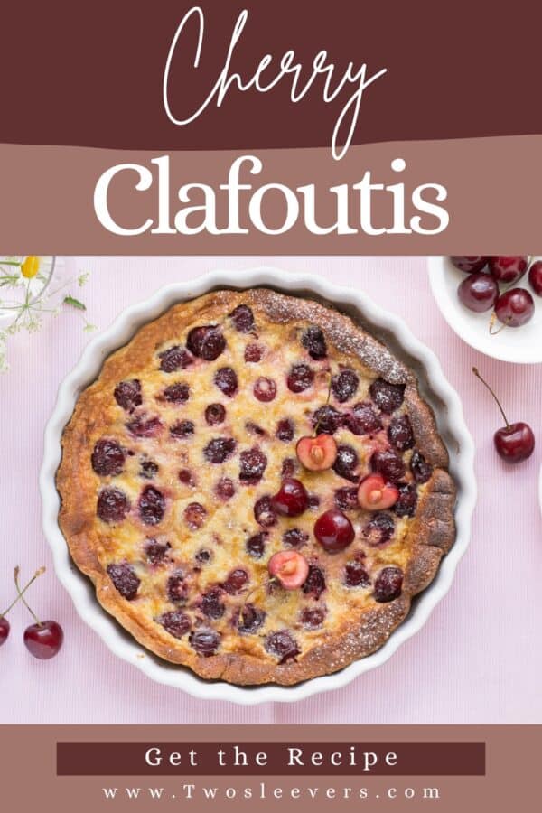Cherry Clafoutis Pin with text overlay