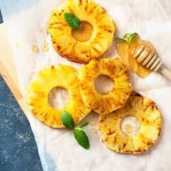 Overhead image of Grilled Pineapple on parchment paper