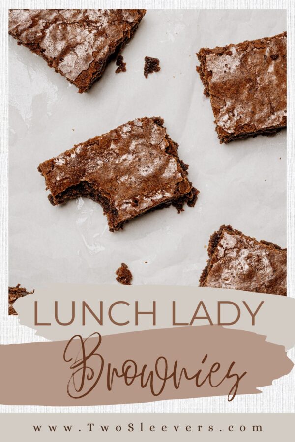 Lunch Lady Brownies Pin with text overlay