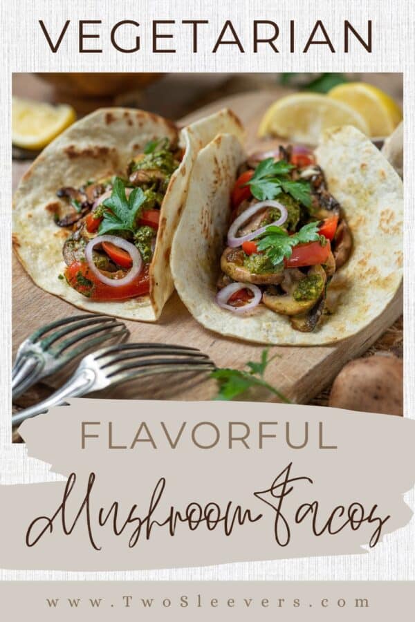 Mushroom Tacos Pin with text overlay