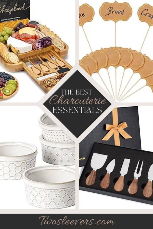 Four Part Grid Graphic of the best Charcutier Board Accessories