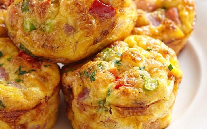 Close up image of Frittata Muffins on a white plate