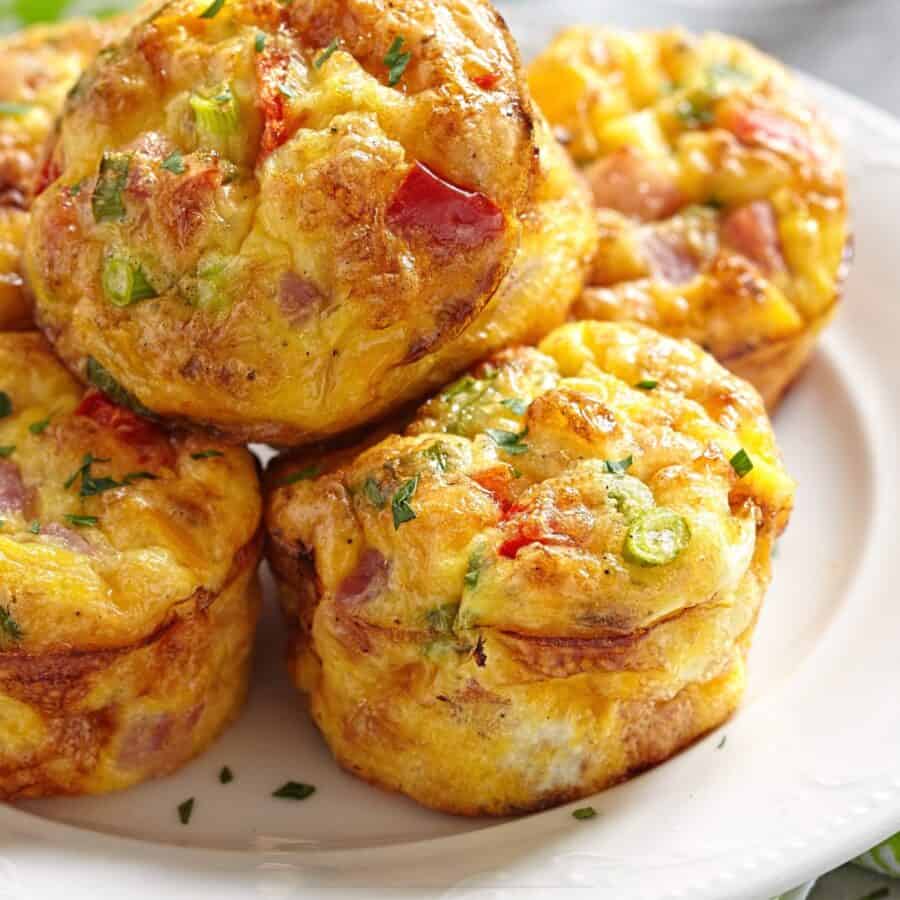 Close up image of Frittata Muffins on a white plate