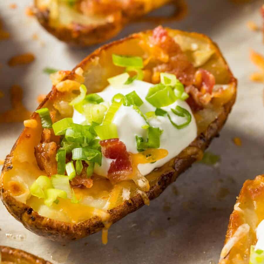 Close up image of Loaded Potato Skins