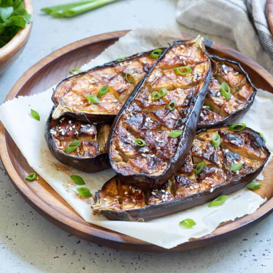 Miso Eggplant on a plate 