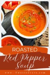 Roasted Red Pepper Soup Pin with text overlay