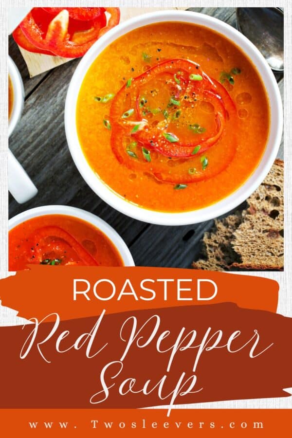 Roasted Red Pepper Soup Pin with text overlay