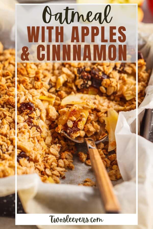 Apple Cinnamon Oatmeal Pin with text overlay