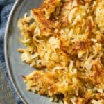 Overhead image of homemade hashbrowns on a gray plate - 8