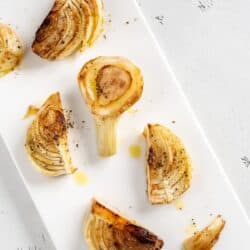 Air Fryer Fennel bulbs cut into pieces and roasted