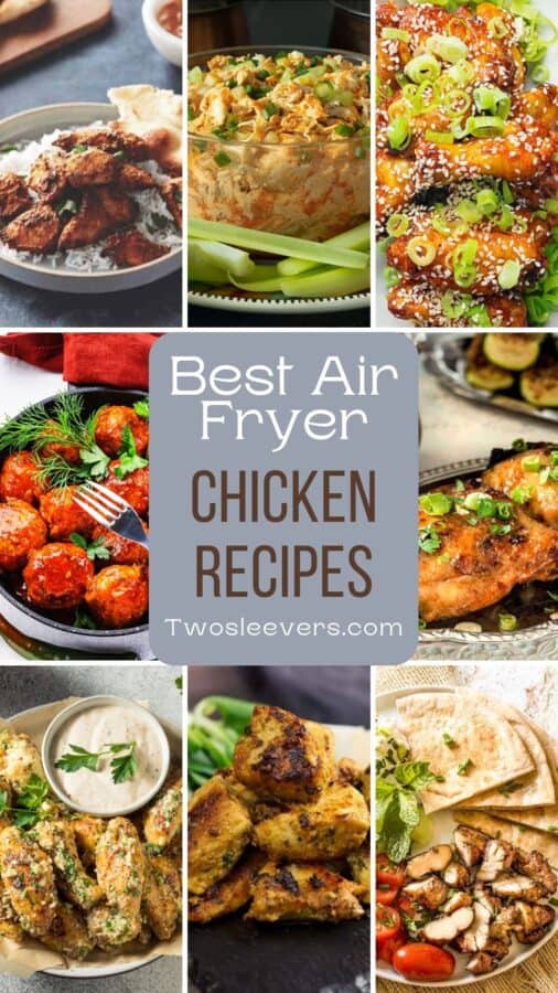 Grid of several air fryer chicken recipes with text overlay - 10