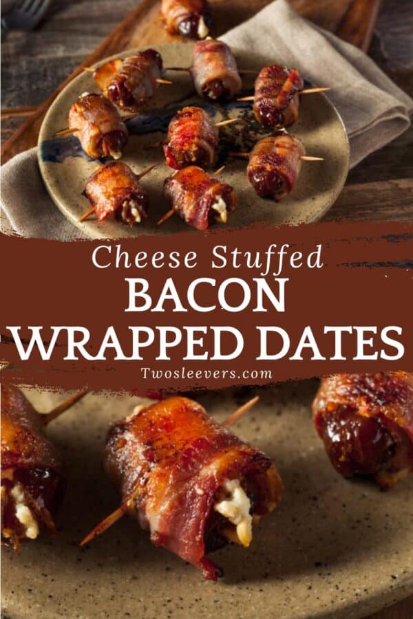 bacon wrapped dates pin with text overlay