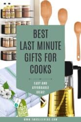 A Four Part Grid of pictures of good Last Minute Gifts For Cooks with text overlay