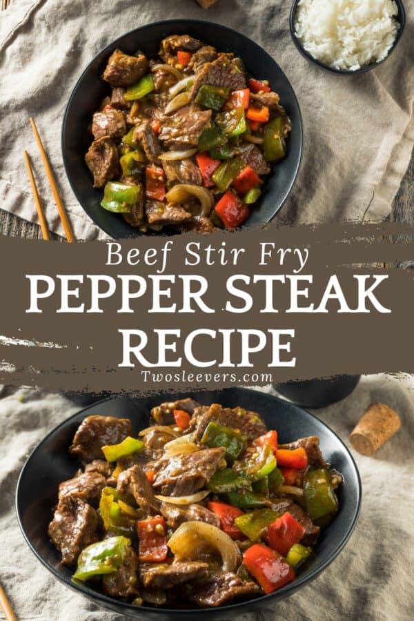 Pepper Steak Pin with text overlay