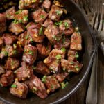 Overhead image of slow cooker steak bites - 8