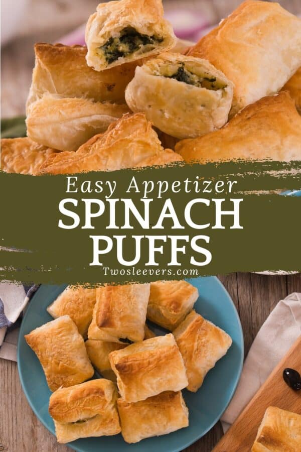 Spinach puffs pin with text overlay