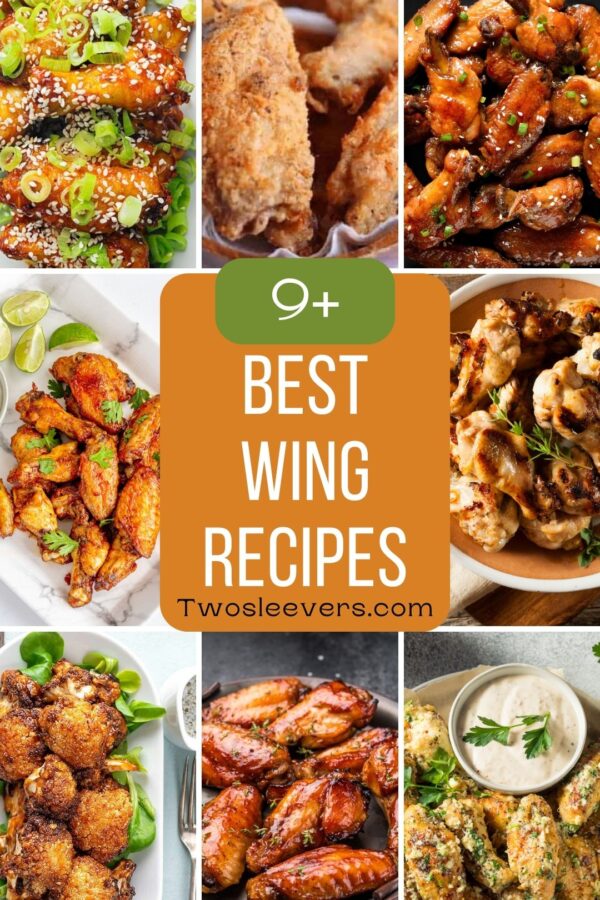 Best Wing Recipes 9 part grid with text overlay
