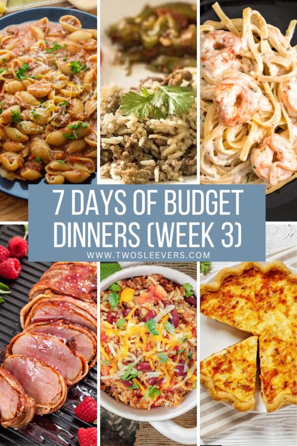 Budget Friendly Dinner Recipes Week 3 Six Part Grid with text overlay