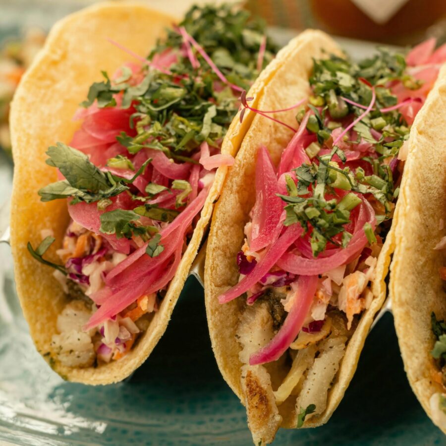 Three Street Tacos with toppings