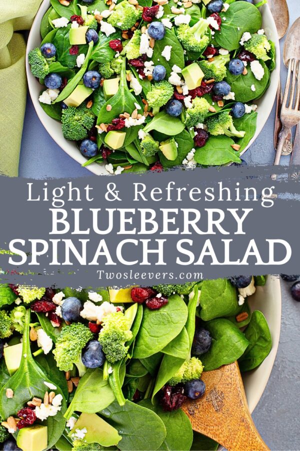 Blueberry Spinach Salad Pin with text overlay
