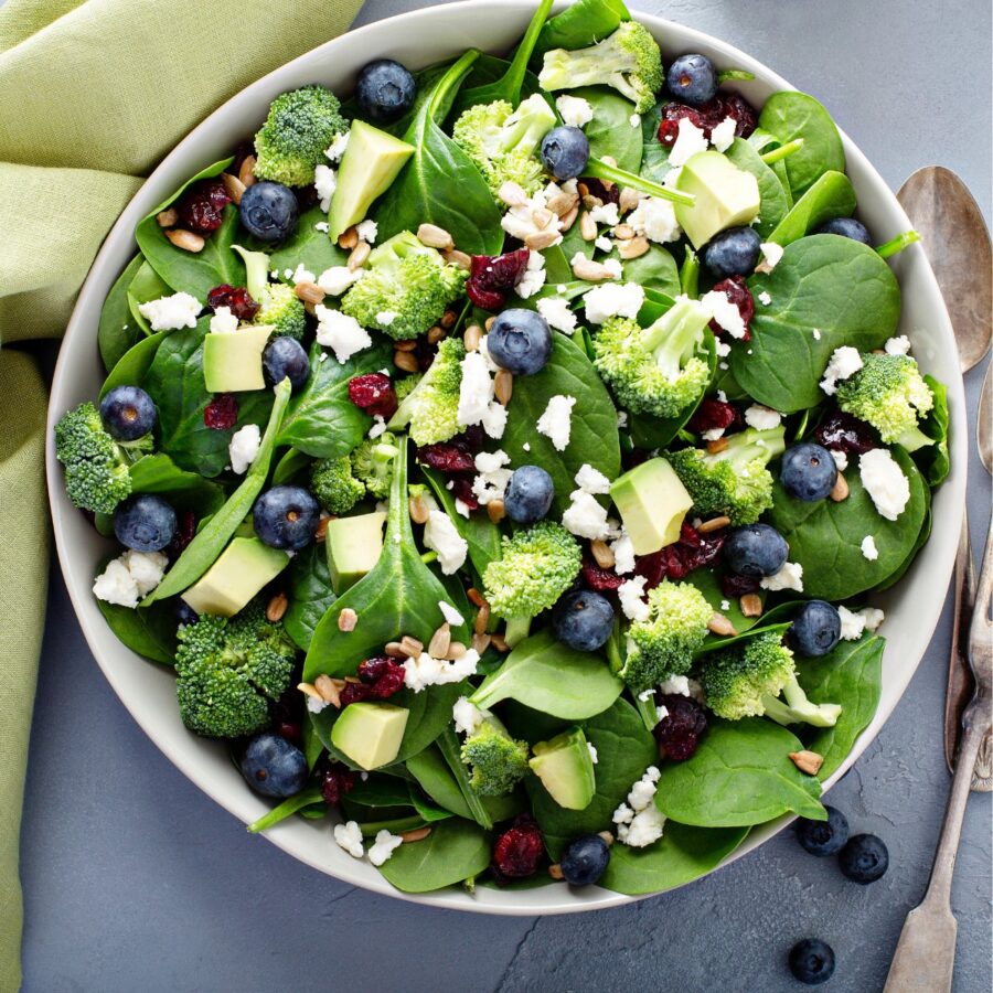 Blueberry Spinach Salad in a bowl