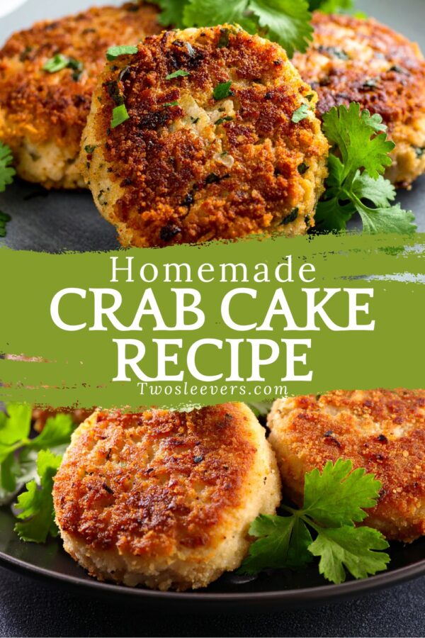 Crab Cakes Pin with text overlay