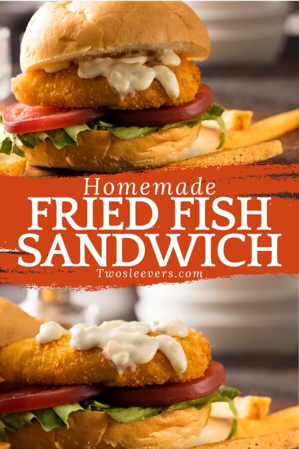 Fried Fish Sandwich Pin with text overlay
