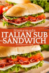 Italian Sub Sandwich Pin with text overlay