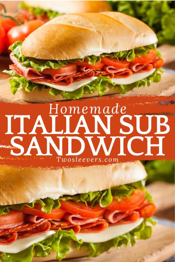 Italian Sub Sandwich Pin with text overlay