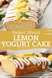 Lemon Yogurt Cake Pin with text overlay