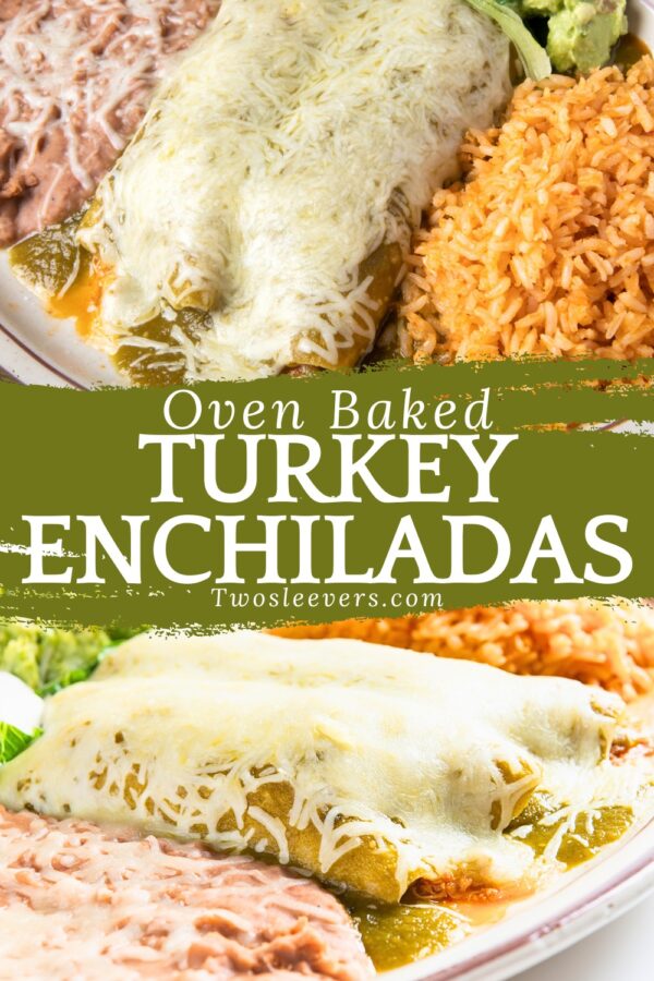 Ground Turkey Enchiladas Pin with text overlay