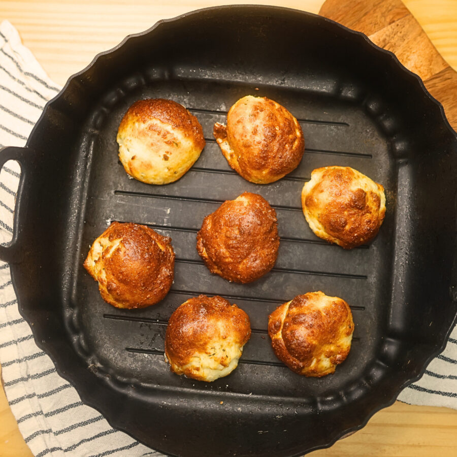 Air Fried Protein Cheese Bites in an air fryer basket