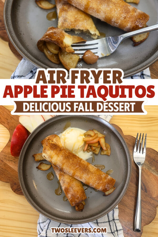 Air Fryer Apple Pie Taquitos Pin with text overlay