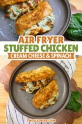 Air Fryer Stuffed Chicken Breasts Pin with text overlay