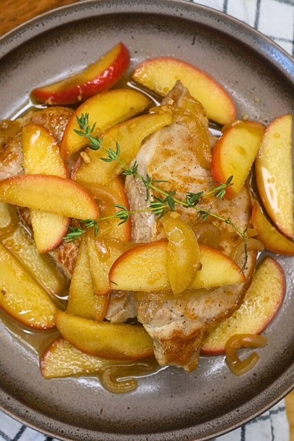 Overhead image of Apple Pork Chops on a plate