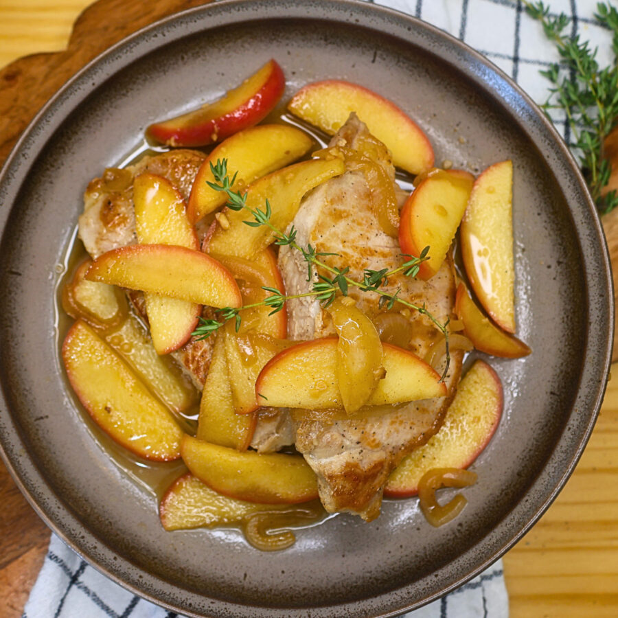 Overhead image of Apple Pork Chops on a plate