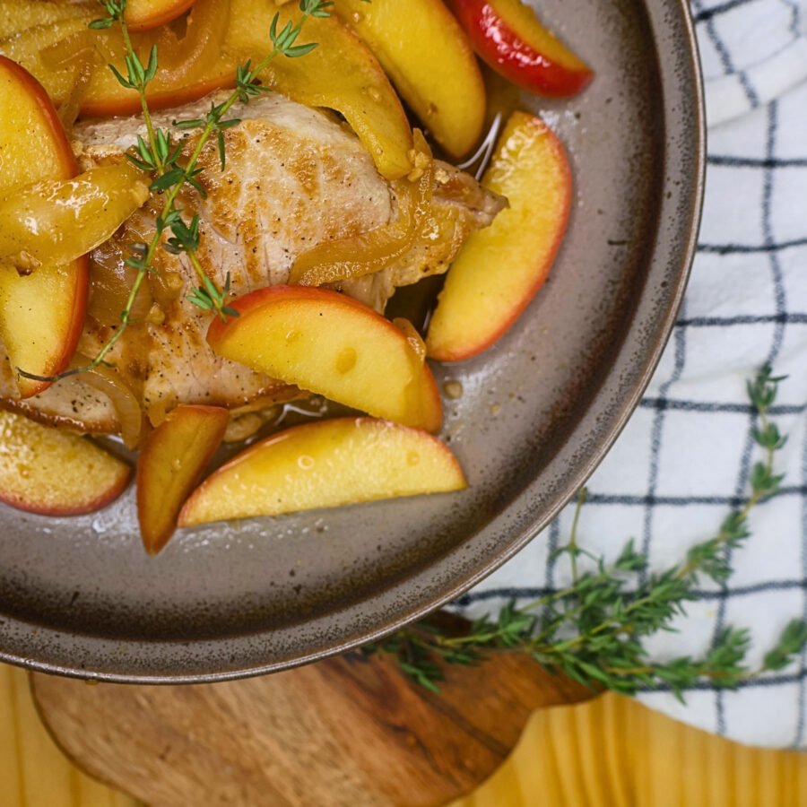 Close up image of Apple Pork Chops on a plate